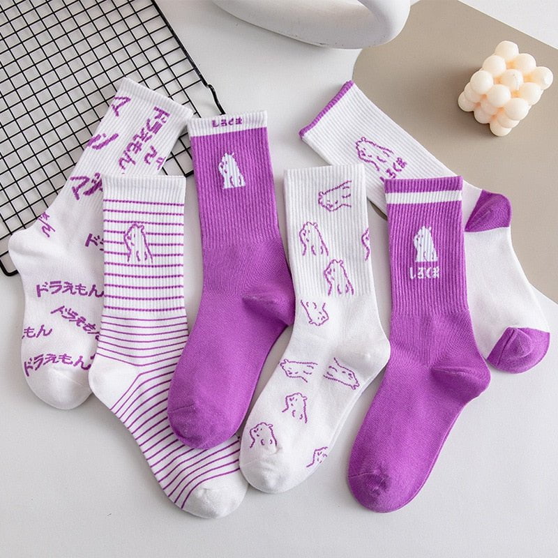 MULTI/LOT women's purple socks 6pairs lot 350850#7