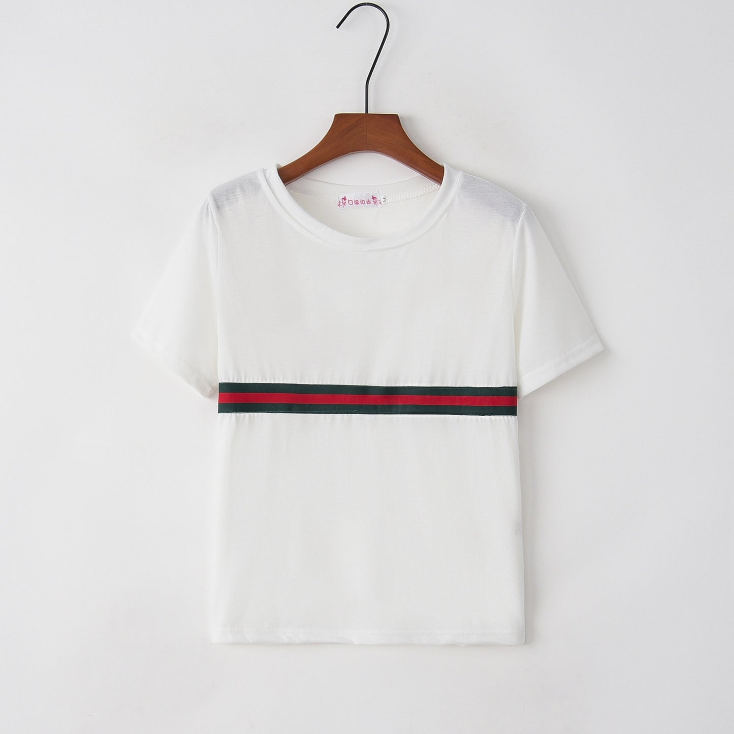 &OS cropped striped short-sleeve t-shirt