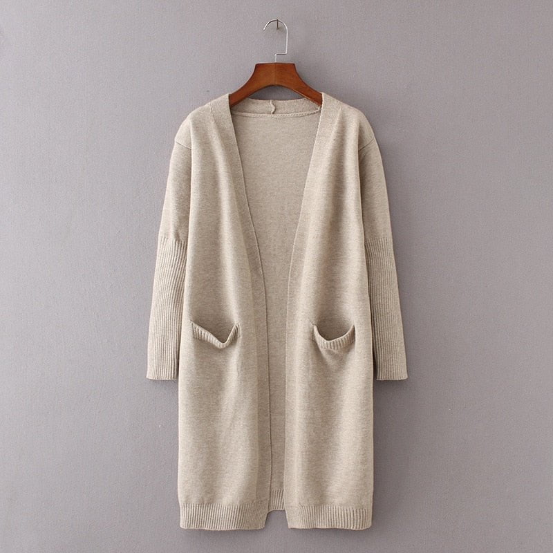 Apricot / S Long sweater cardigans jacket coat ladies 14:771#Apricot;5:100014064