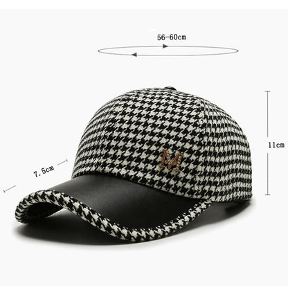 Houndstooth baseball cap with "M'