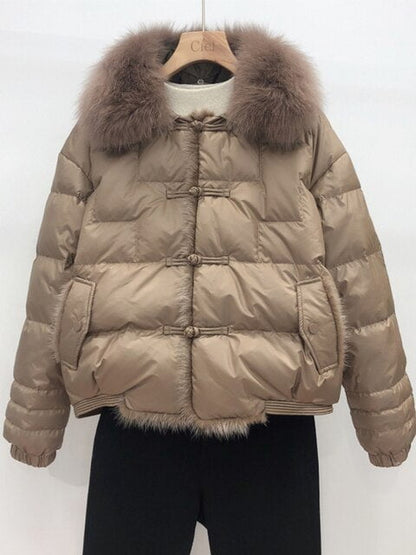 Winter jackets for women Brown / S Winter Jackets for Women Real Fox Fur Collar WJW:6802647538729.13
