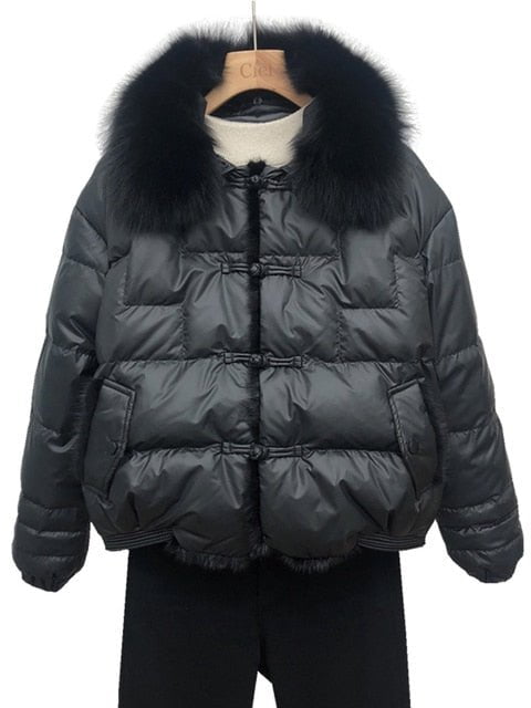 Winter jackets for women Black / M Winter Jackets for Women Real Fox Fur Collar WJW:6802647538729.10