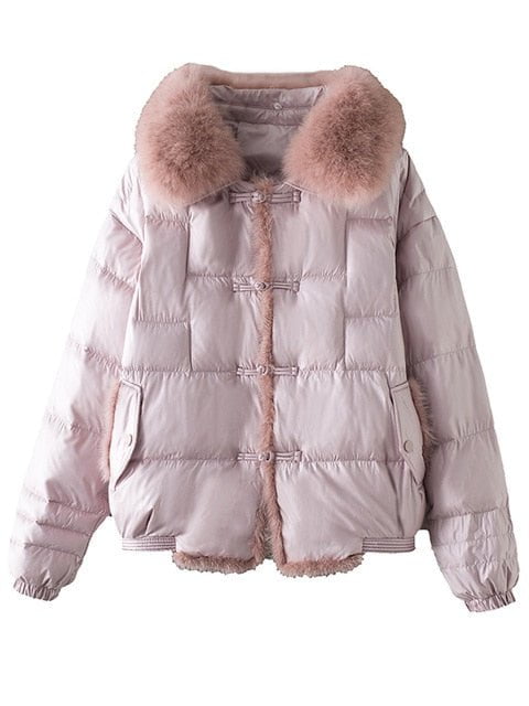 Winter jackets for women Pink / S Winter Jackets for Women Real Fox Fur Collar WJW:6802647538729.05