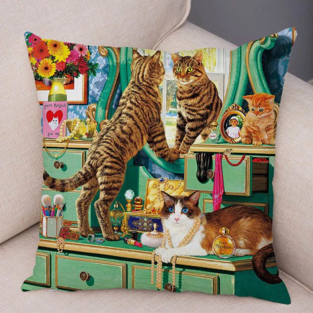 cat pillowcases, pilowcases, cushion cover, cat cushion cover 450mm*450mm / 7 A Cute Book Cat PillowCases BCP:0000434046410