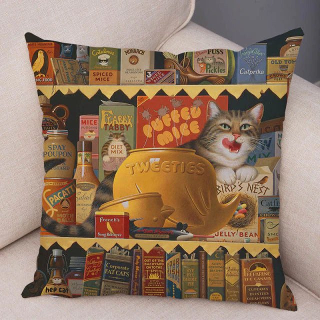 cat pillowcases, pilowcases, cushion cover, cat cushion cover 450mm*450mm / 14 A Cute Book Cat PillowCases BCP:0000434046410