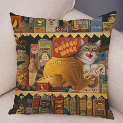cat pillowcases, pilowcases, cushion cover, cat cushion cover 450mm*450mm / 14 A Cute Book Cat PillowCases BCP:0000434046410