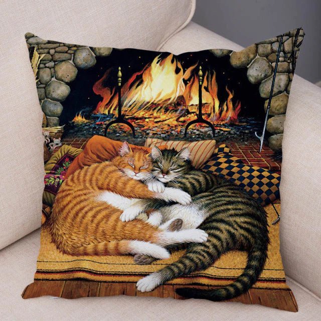 cat pillowcases, pilowcases, cushion cover, cat cushion cover 450mm*450mm / 3 A Cute Book Cat PillowCases BCP:0000434046410