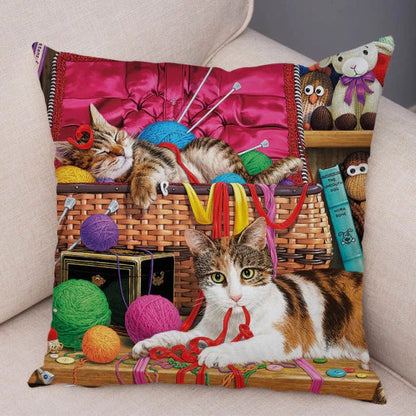 cat pillowcases, pilowcases, cushion cover, cat cushion cover 450mm*450mm / 4 A Cute Book Cat PillowCases BCP:0000434046410