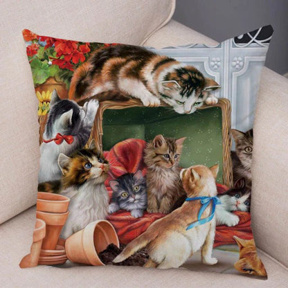 cat pillowcases, pilowcases, cushion cover, cat cushion cover 450mm*450mm / 1 A Cute Book Cat PillowCases BCP:0000434046410