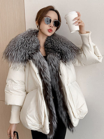 Petite jacket fur collar with knit sleeve