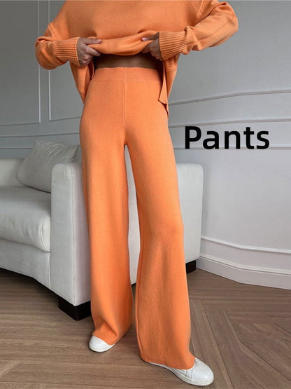Orange Pants / S turtleneck knit sweater set for ladies 14:200002130#Orange Pants;5:100014064