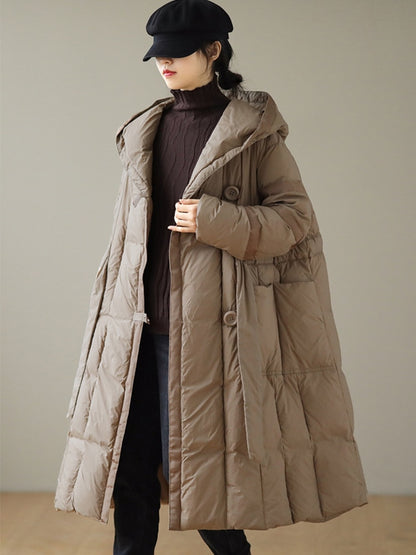 Urban miss hooded long puffer jacket with hood