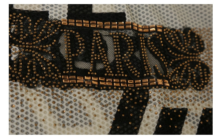 "PARIS" T-Shirt Diamonds Slim in Transparent Shiny