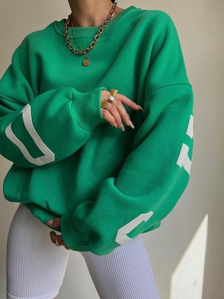 green / S women's clothing sweatshirt letter 14:175#green;5:100014064