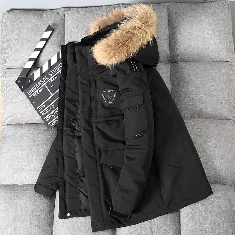 Black / XS winter coat with fur collar thick 14:771#Black;5:100014066