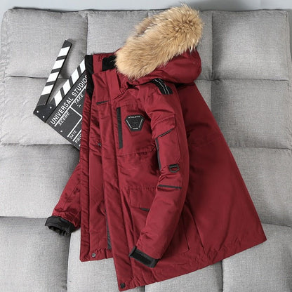 Red / XS winter coat with fur collar thick 14:173#Red;5:100014066