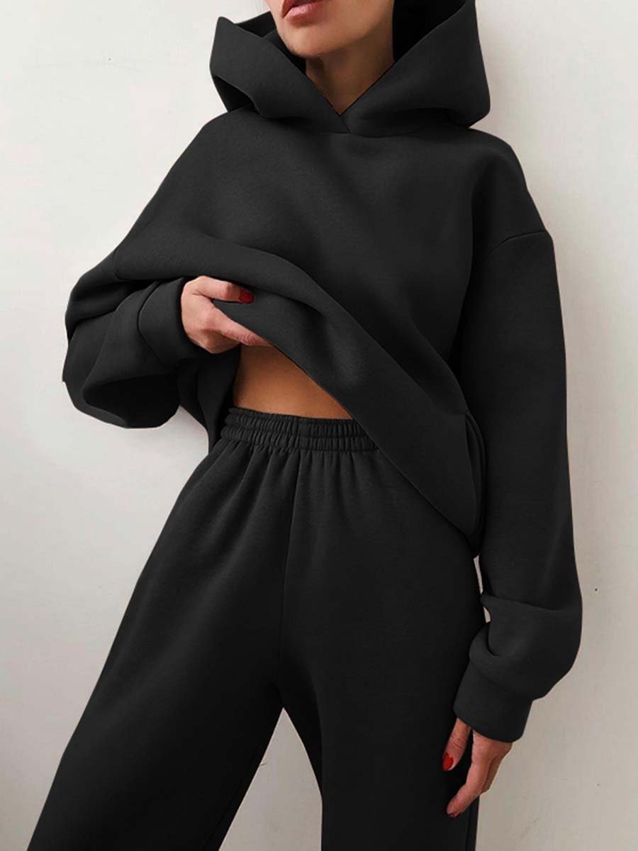 Black / S long sleeve hoodies jogger pant suit 14:173#Black;5:100014064