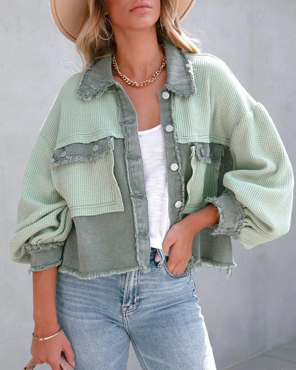 VM-cropped jacket with chest pockets & buttons