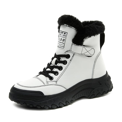 Winter Platform Sneakers plush real leather in black/gray