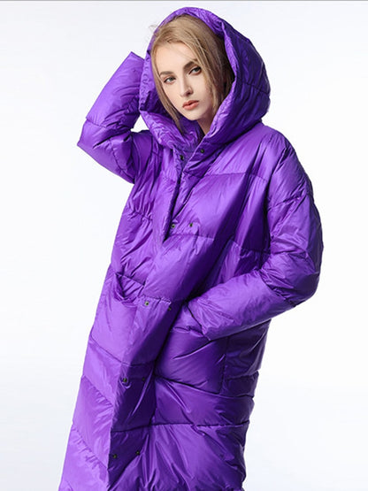 Urban shine plus long puffer coat in purple