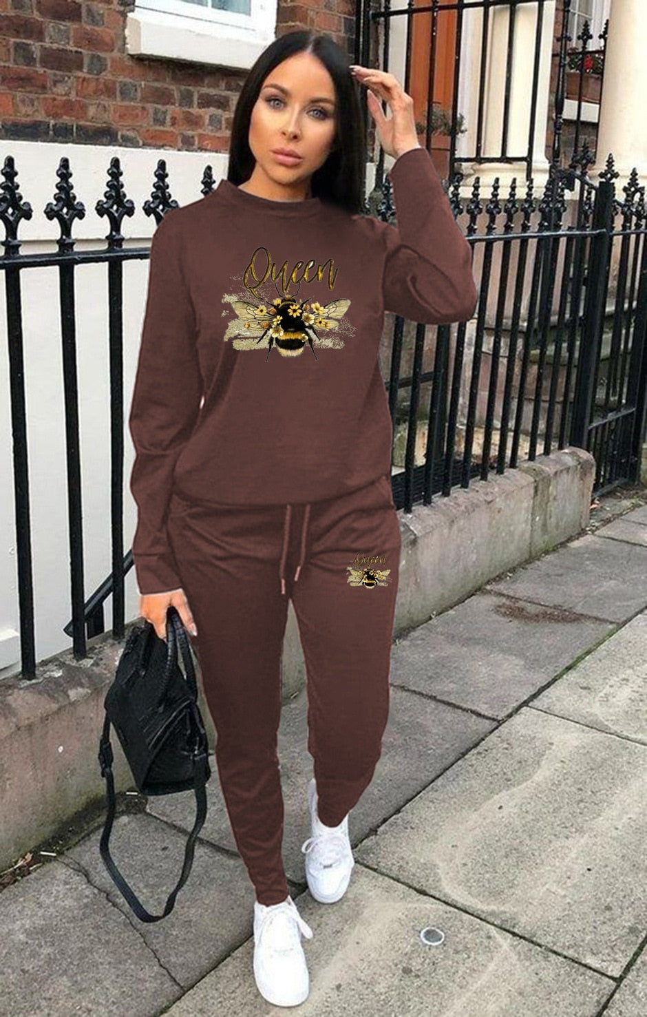 "QUEEN" Long sleeve Tops and Pants set
