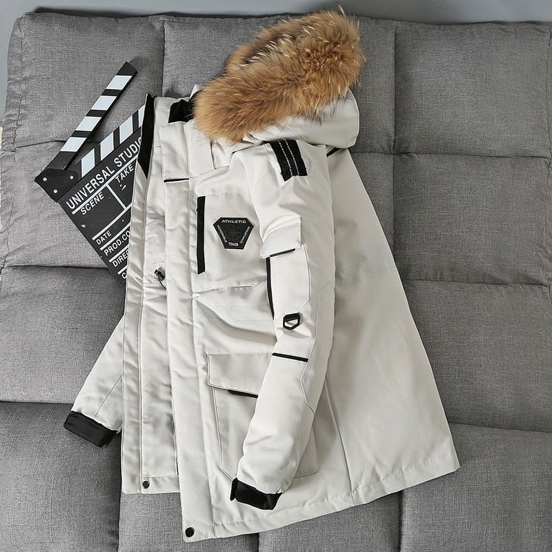 White / XS winter coat with fur collar thick 14:193#White;5:100014066