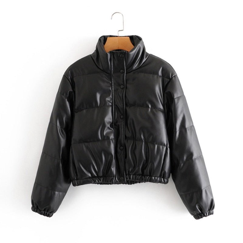 Black / S Short winter leather coats womens 14:193;5:100014064