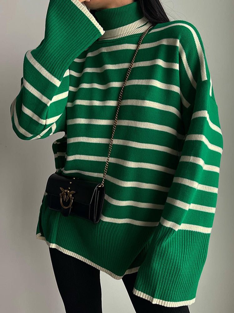 Dark Green / S Wide sleeve knit sweater-winter 14:200001951#Dark Green;5:100014064