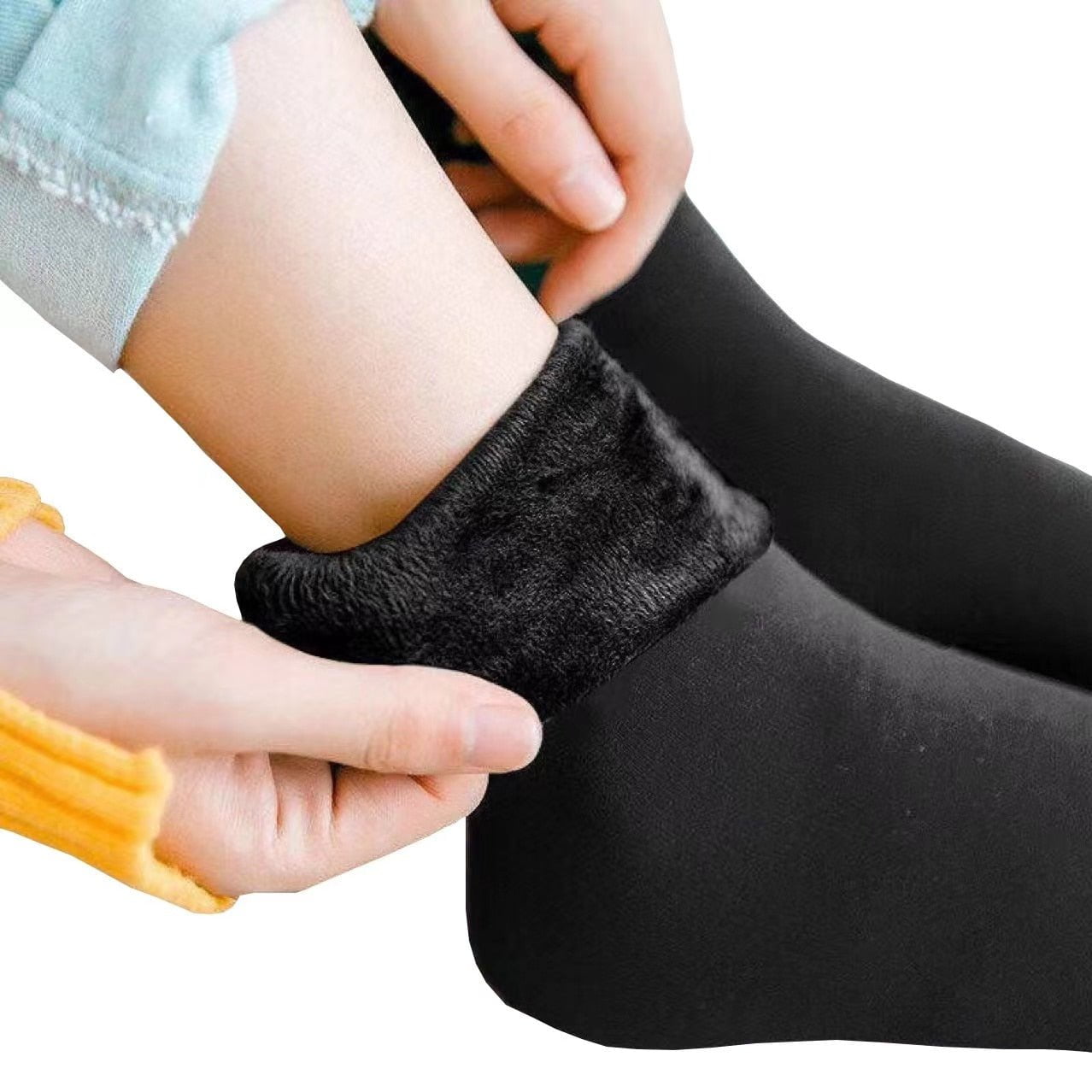 Black warm winter socks velvet solid 14:771#Black