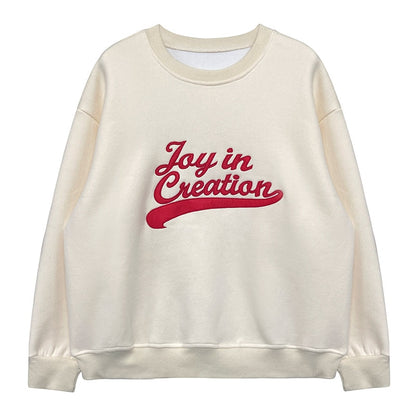 'Lay In Creation' retro letter printed sweater women