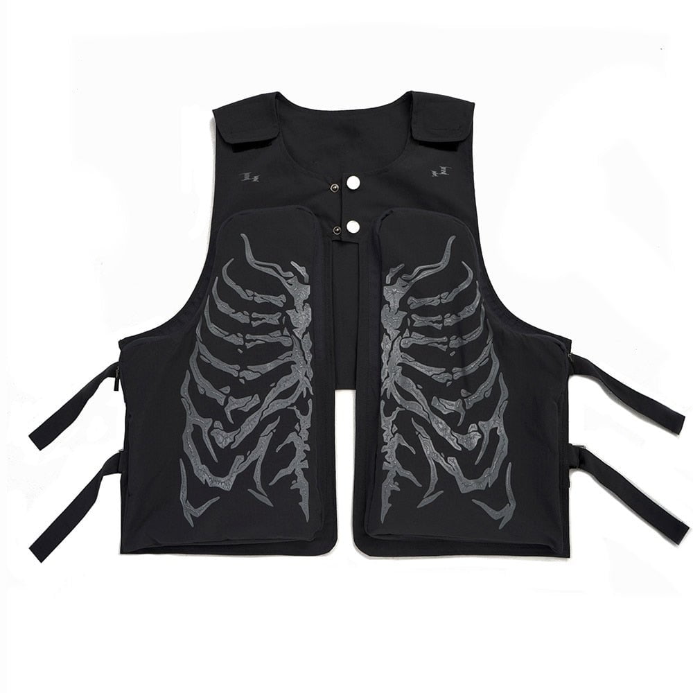 Black / F Skeleton vest mens Adjustable 14:193#Black;5:361386#F