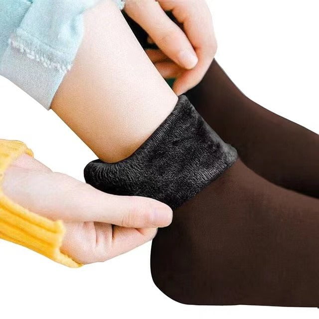 Coffee black inside warm winter socks velvet solid 14:350850#Coffee black inside