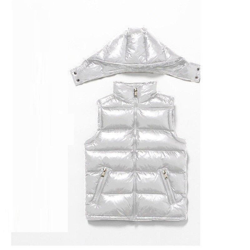 'HELLO' padded puffer vests