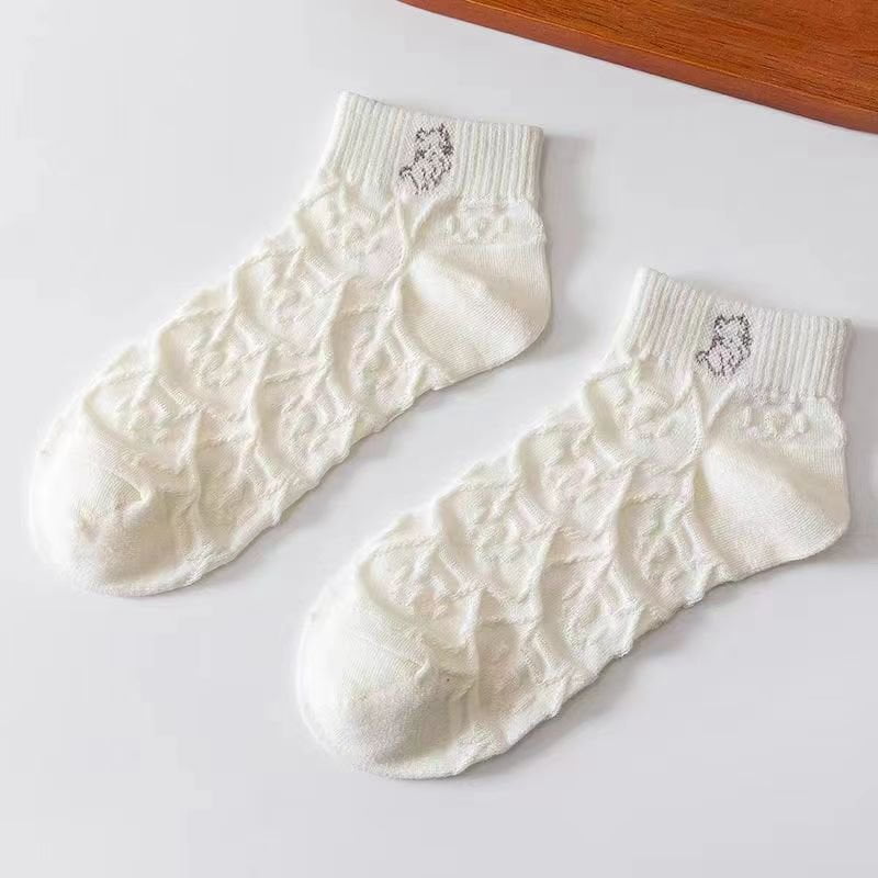 kitten / One Size ladies white cotton ankle socks 14:173#kitten;5:200003528