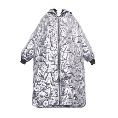 Reclaimed winter coat in silver metallic