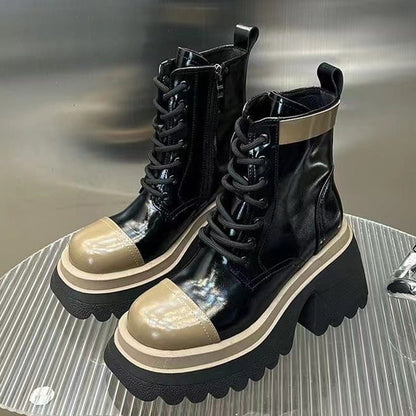 Black-Plus velvet / 35 women's platform ankle boots 14:691#Black-Plus velvet;200000124:200000333
