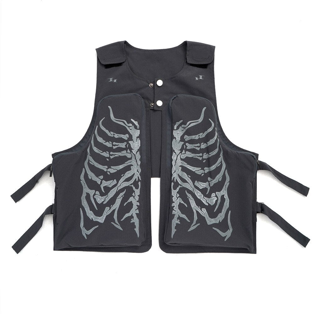 Gray / F Skeleton vest mens Adjustable 14:691#Gray;5:361386#F