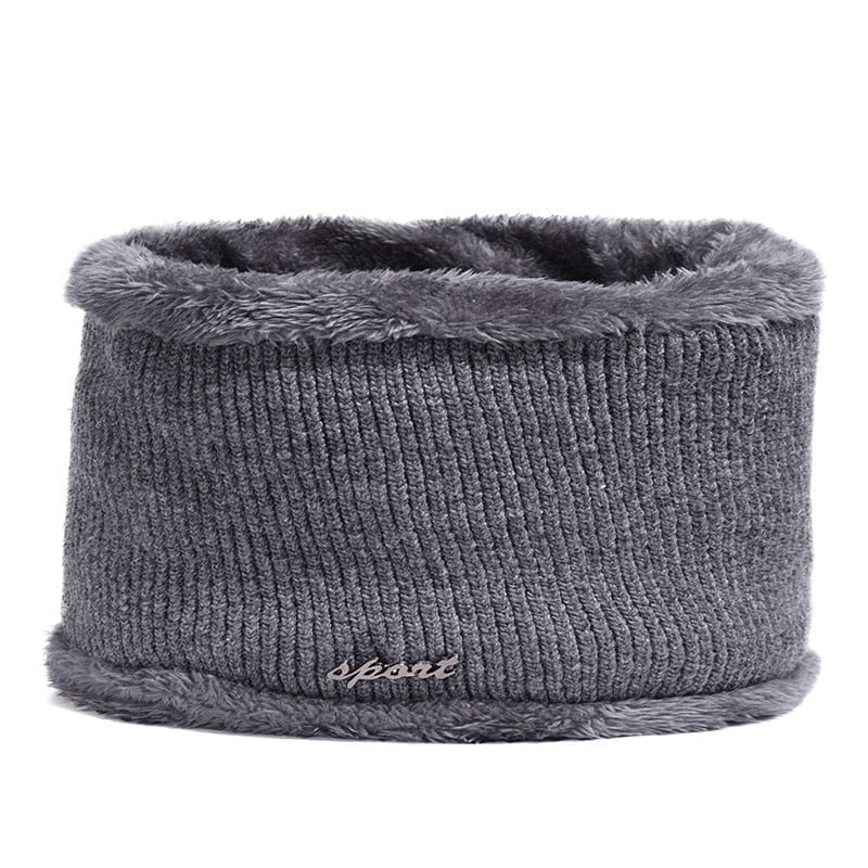 Velvet scarf gray men's knit winter hat kw 14:100006055#Velvet scarf gray