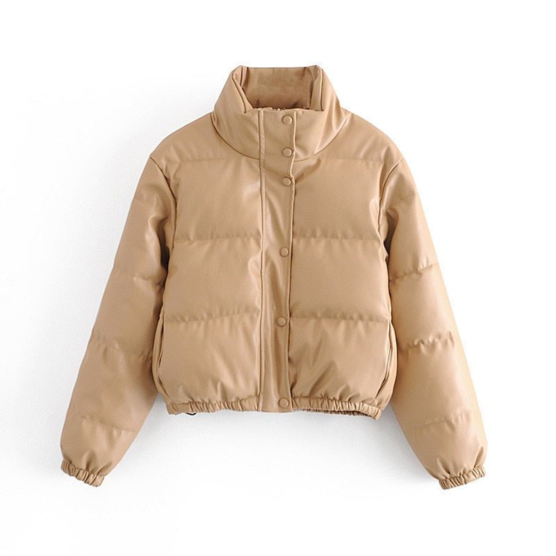 Khaki / S Short winter leather coats womens 14:200001438;5:100014064