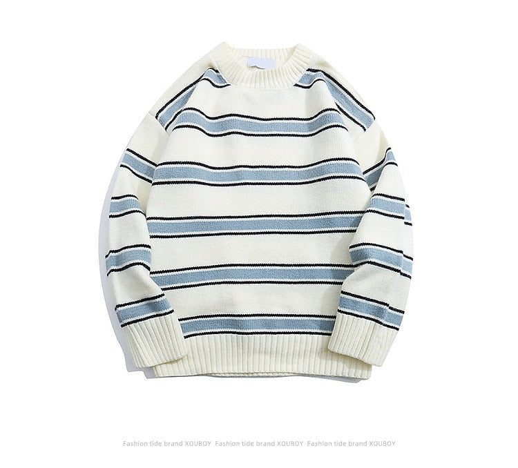 White / M Round neck knit loose sweater 14:29;5:361386