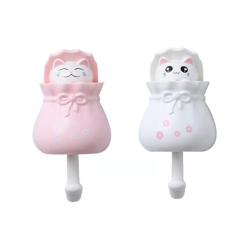pink and white / 6.5 x 13 x 5.3cm cat wall hook 14:200006155#pink and white;5:200004185#6.5 x 13 x 5.3cm