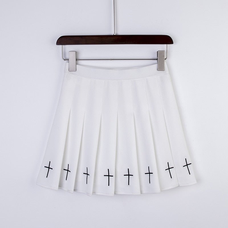 White 1810-1BS / S High waisted mini skirt black cross 14:29#1810-1BS;5:100014064