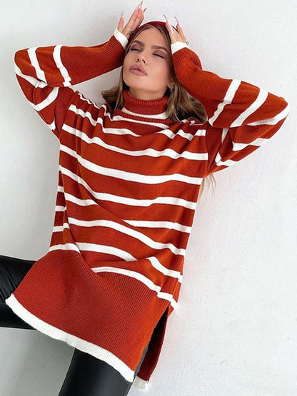 Red / S Wide sleeve knit sweater-winter 14:13978534#Red;5:100014064