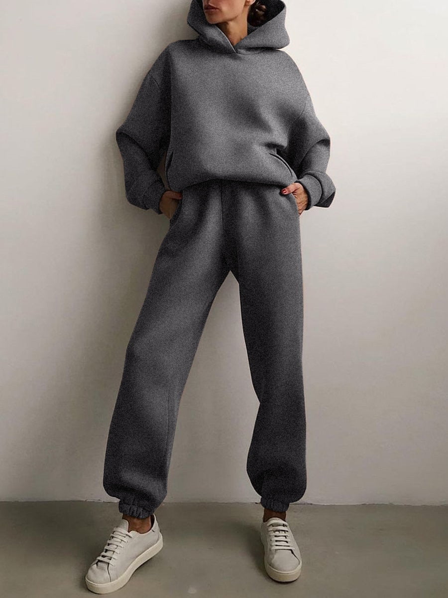 Dark grey / S long sleeve hoodies jogger pant suit 14:1254#Dark grey;5:100014064
