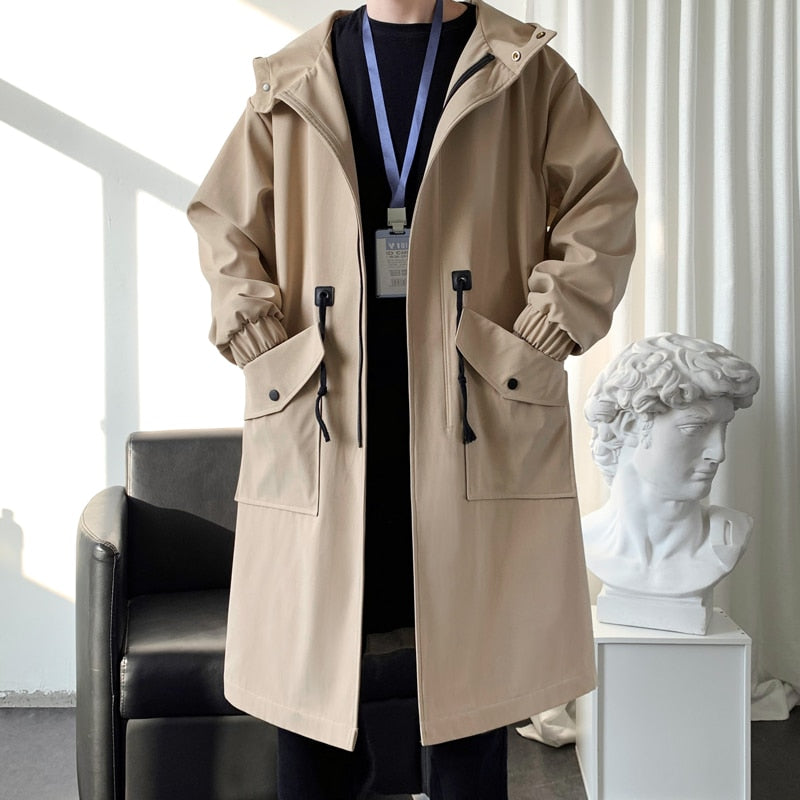 Selected Urban long hooded trench coat