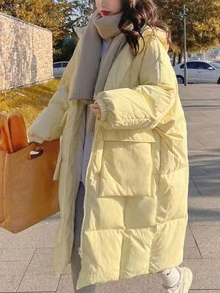 Milk yellow / S Womens winter jackets long down Puffer 14:771#Milk yellow;5:100014064