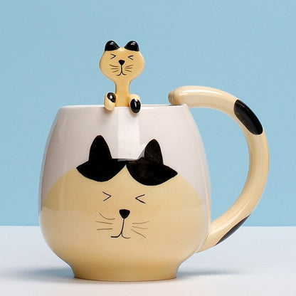 Cat cat mug with spoon 12 oz 14:496#Cat