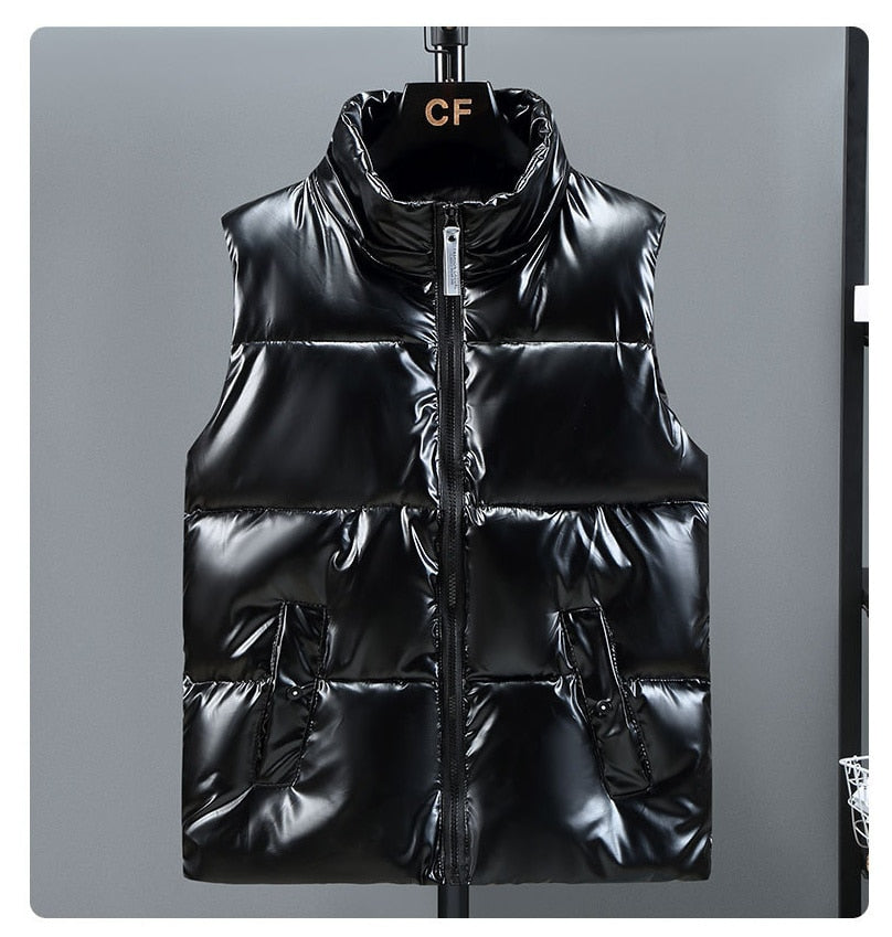 VANILLA shiny Black Grey vest waistcoat