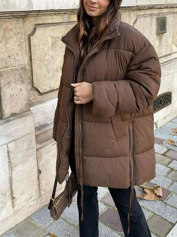 Petite puffer coat in khaki