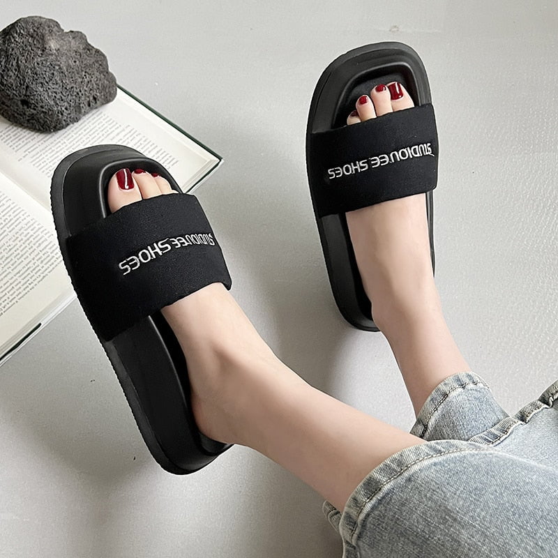 Black-A2 / 35 women's platform sandals slippers 14:366#Black-A2;200000124:200000333